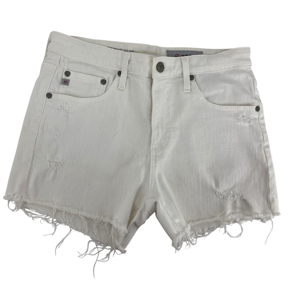 AG Adriano Goldschmied Hailey Cut-Off  White Denim Shorts 26R Distressed